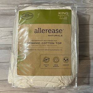 AllerEase Naturals Organic Cotton Waterproof Mattress Pad in King